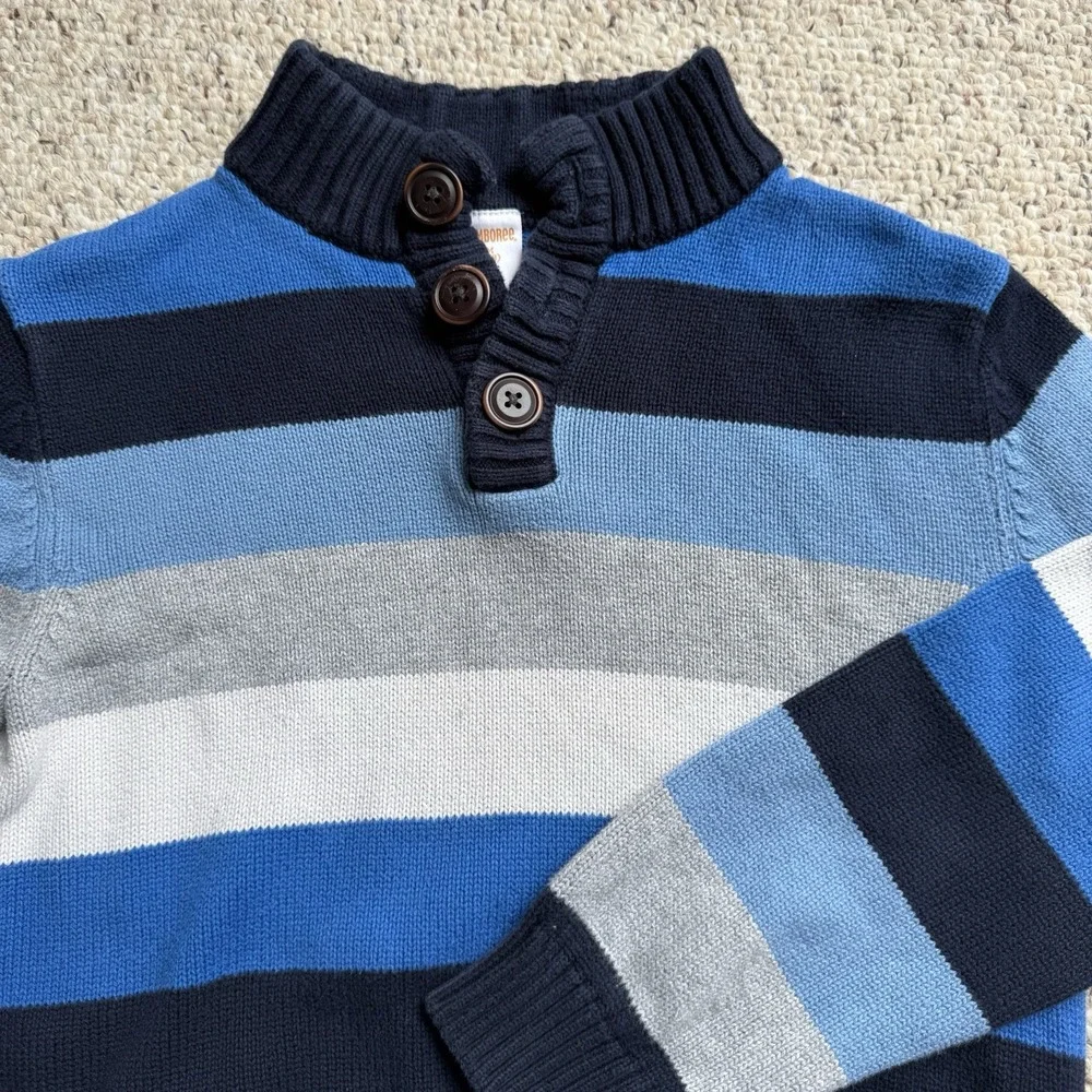 Gymboree Alpine Road Blue Stripe‎ Boys Sweater Size 7-8